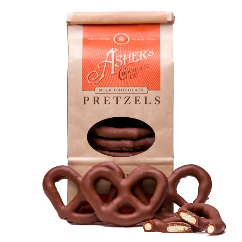 Milk chocolate covered pretzels