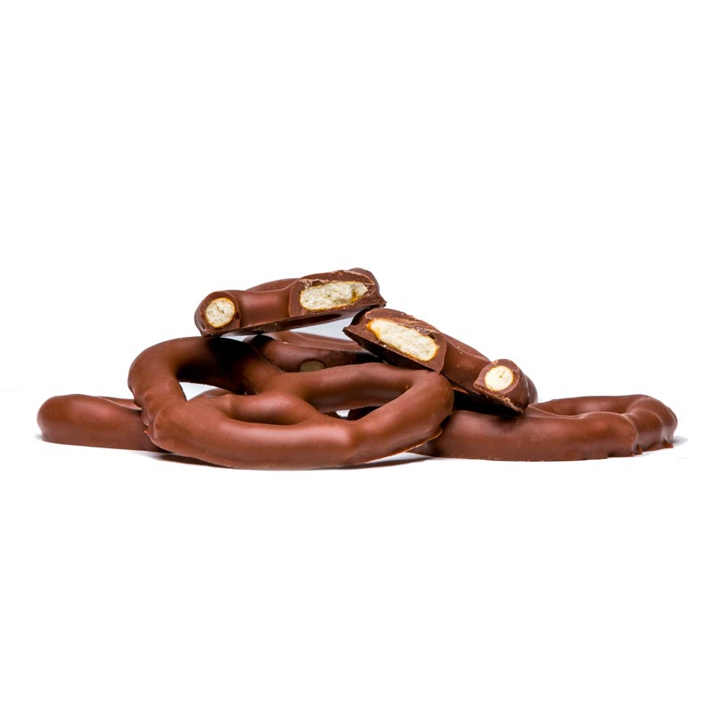 Milk chocolate covered pretzels