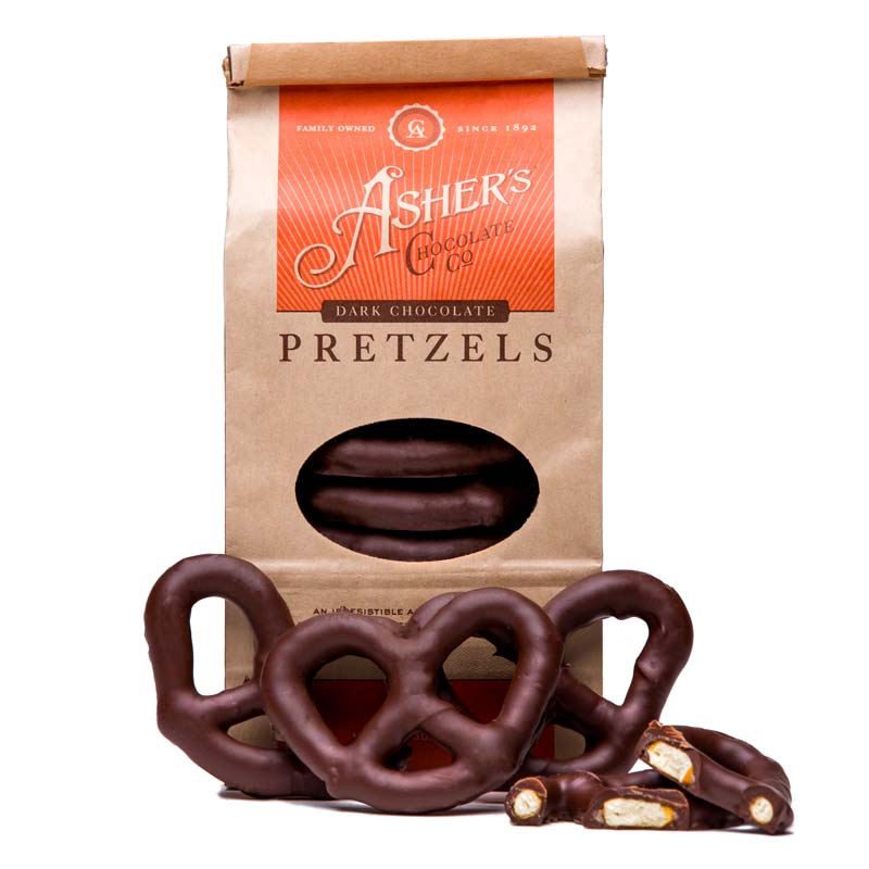 Dark chocolate covered pretzels