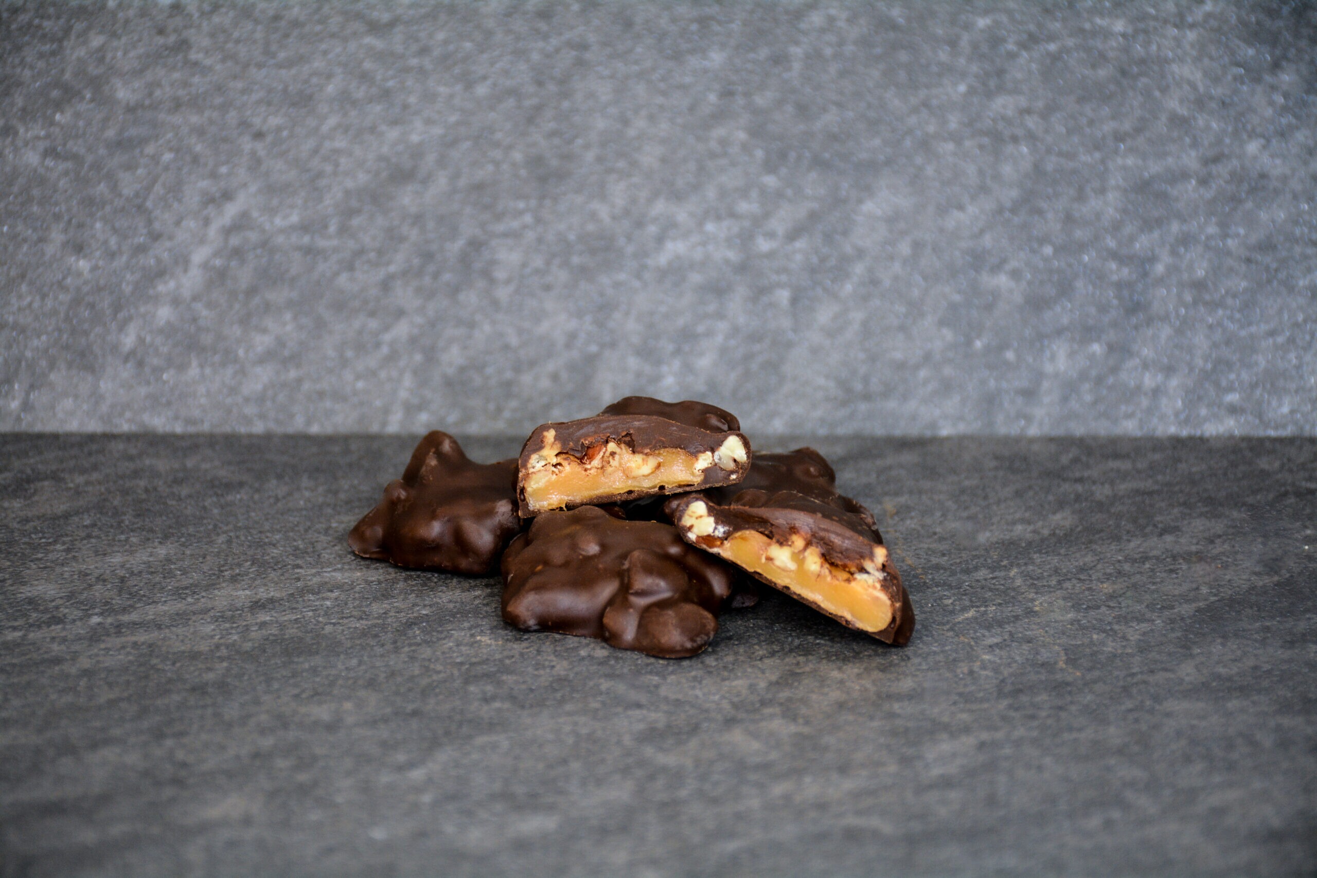 dark chocolate pecan caramel patties