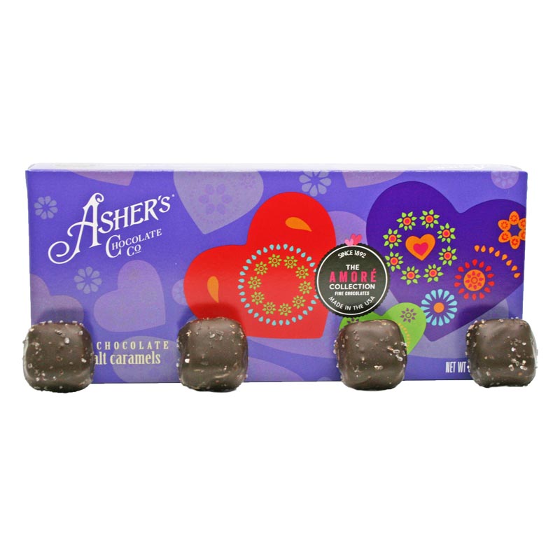 Valentine's Dark Chocolate Sea Salt Caramels