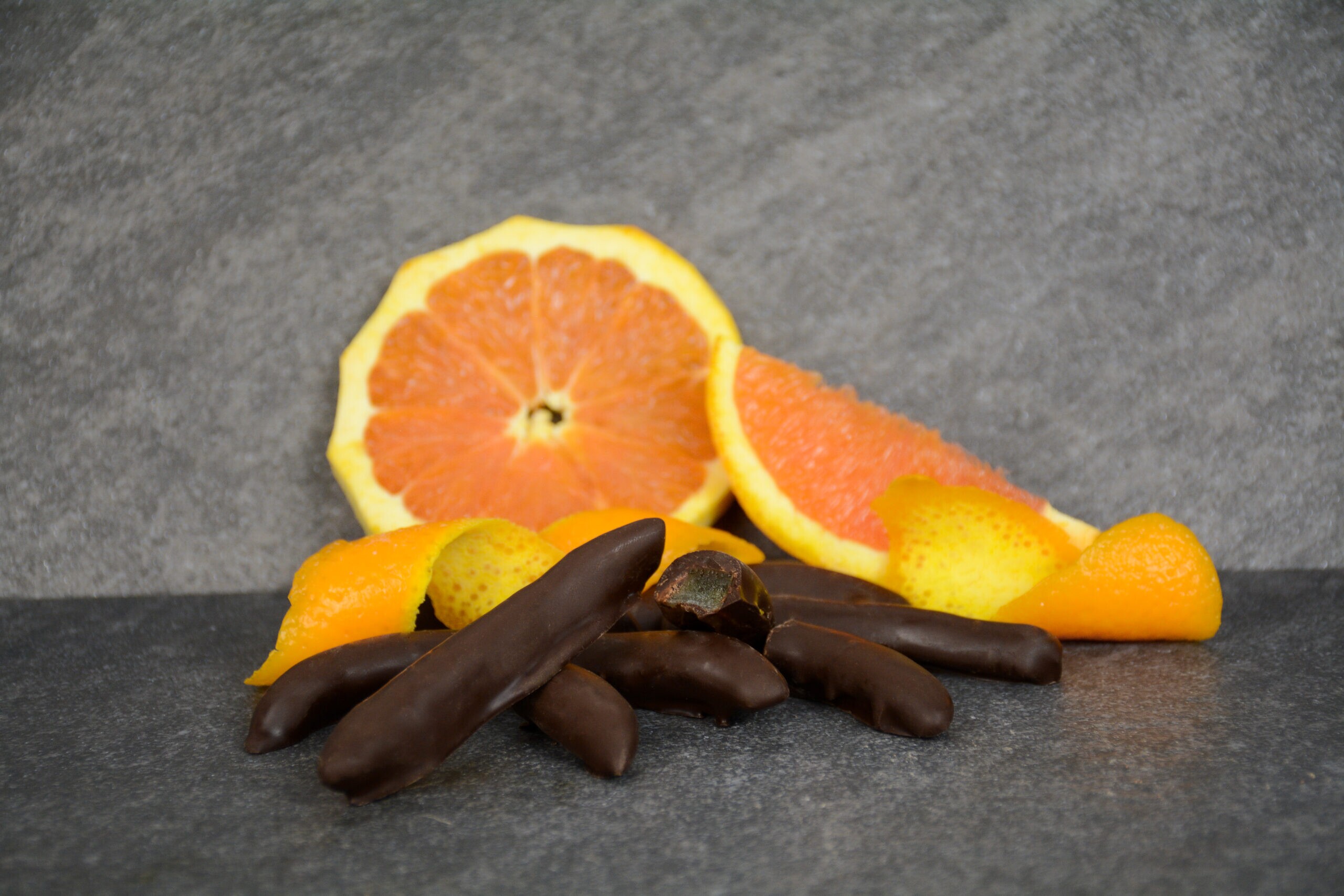 dark chocolate covered orange peel