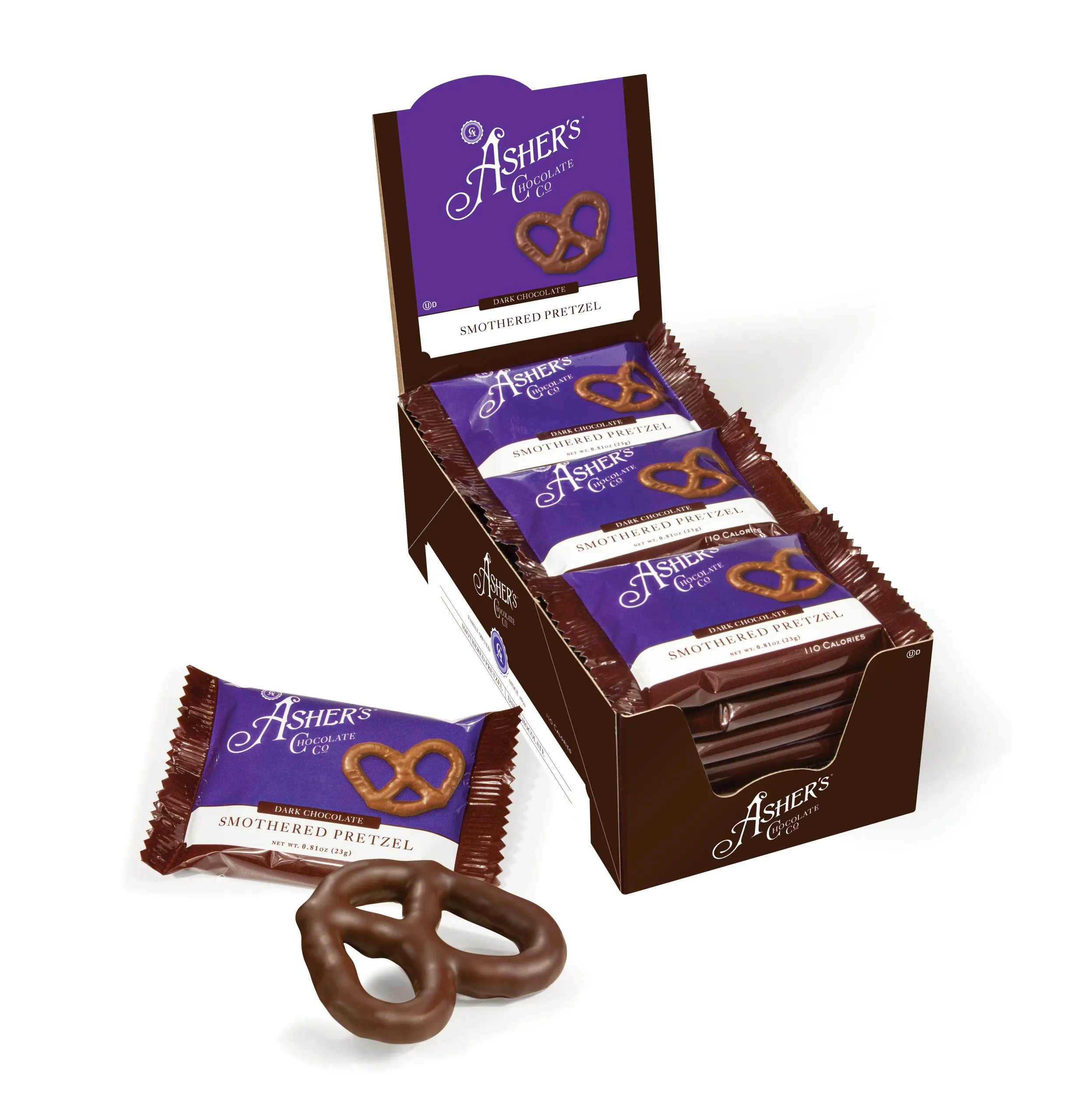 Individually-Wrapped Dark Chocolate Covered Pretzels Caddy