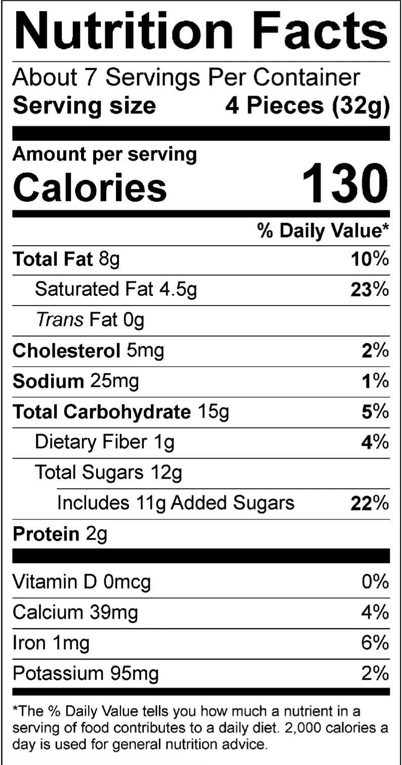 Milk Chocolate Covered Potato Chips Coffee Bag Nutrition Facts
