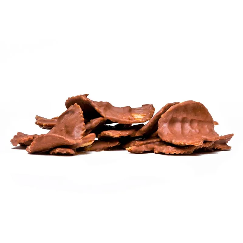 Milk chocolate covered potato chips