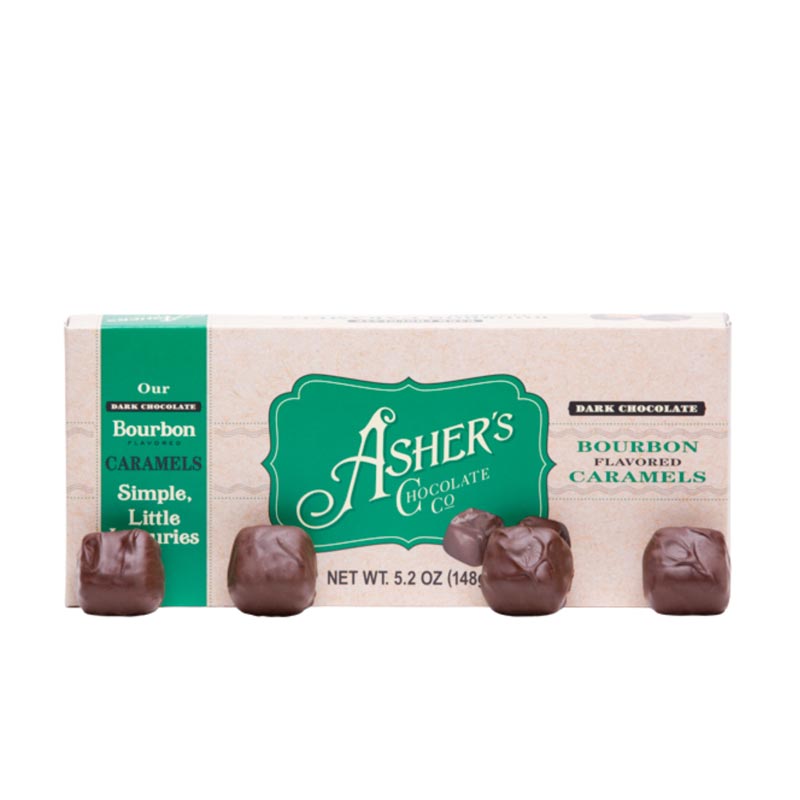 Dark Chocolate Bourbon Flavored Caramels Box