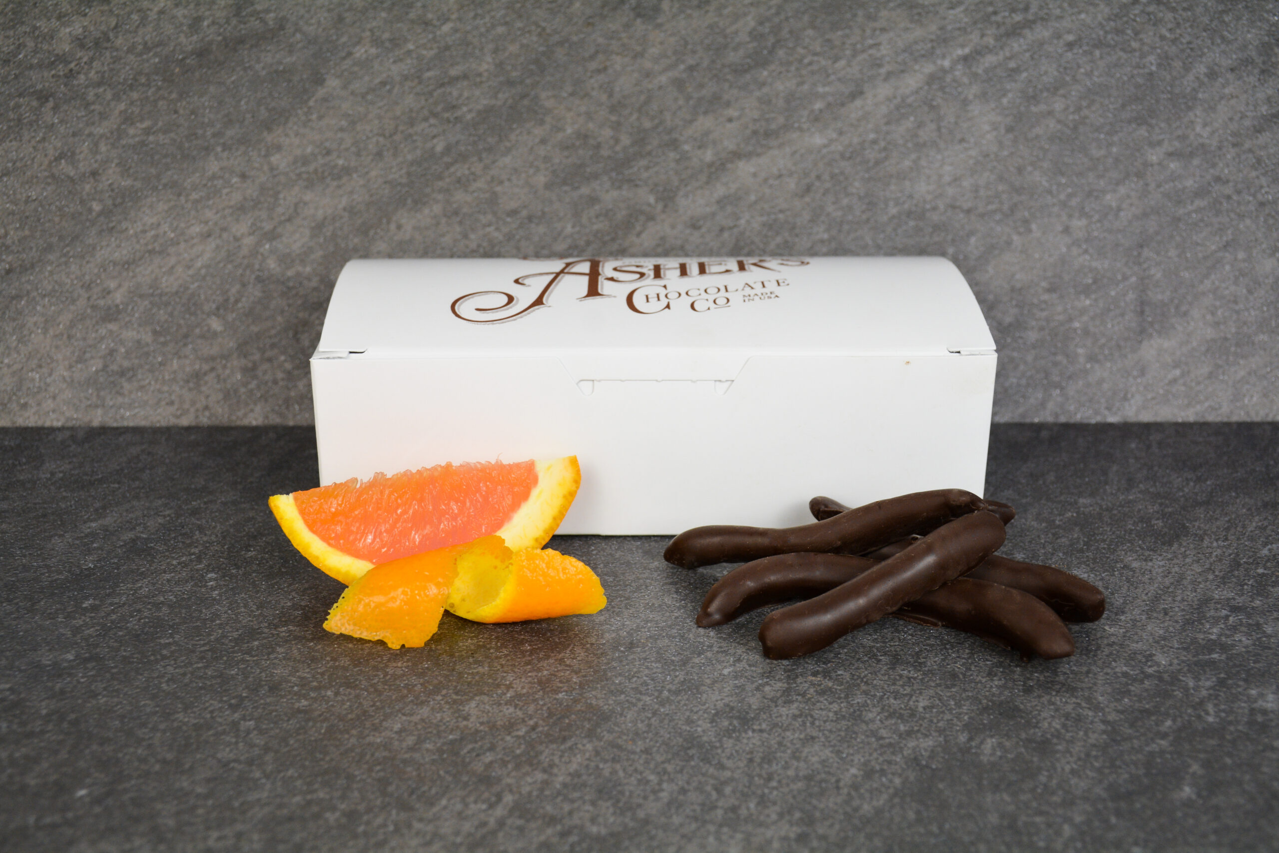 dark chocolate covered orange peel