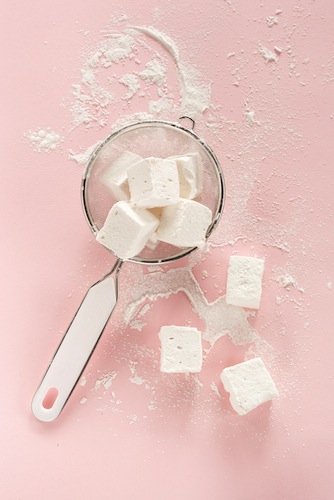 homemade marshmallows in a sifter