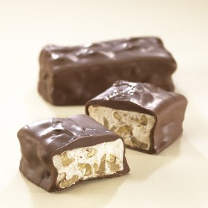 cross-section of a Rocky Road chocolate bar