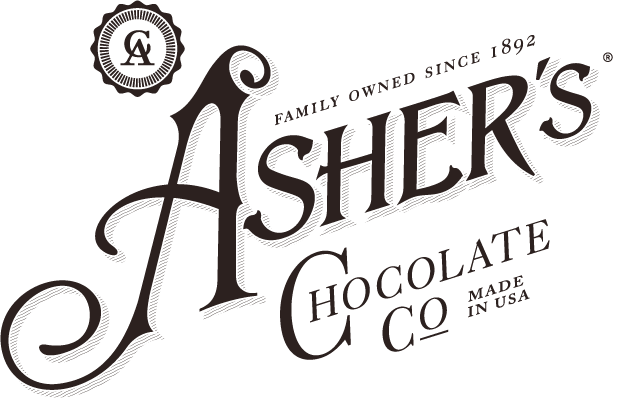 Asher's Logo in black on white background.