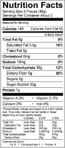 Raspberry Jellies Sugar Free 3oz Bag Nutrition Facts listing serving size, dietary and nutritional information.