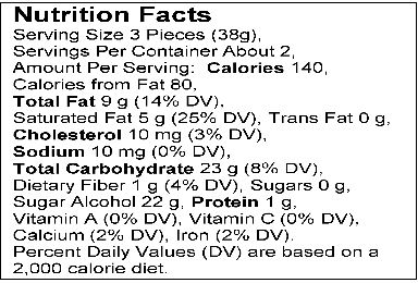 Sugar Free Almond Butter Toffee Nutrition Facts.