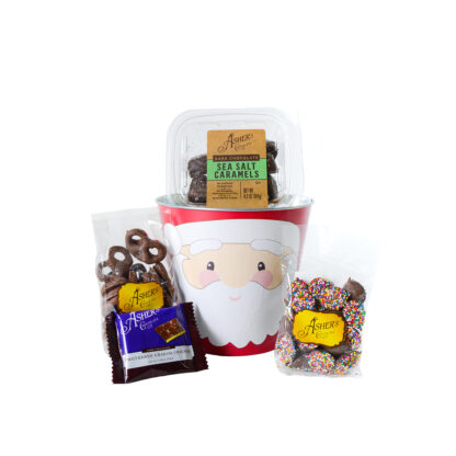 santa clause tin with assorted chocolates